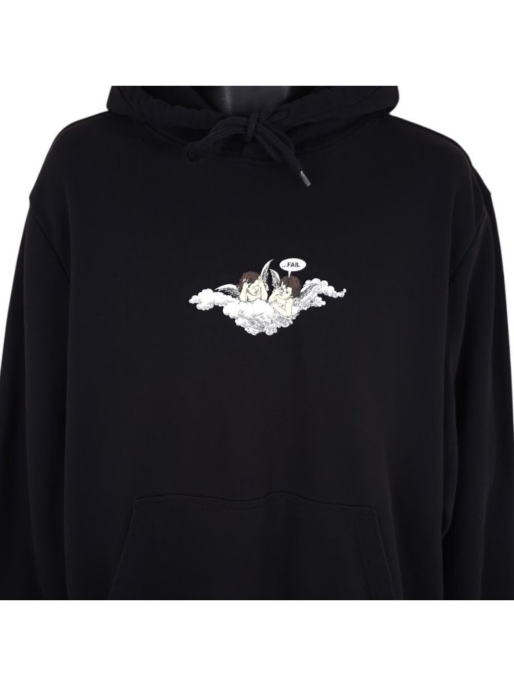 Fail Cherubs On Cloud Sweatshirt Hoodie Mens Size XL Black Pullover